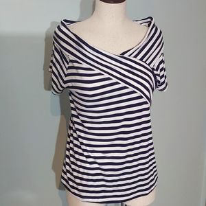 Suzanne Betro knit top, navy/white stripe